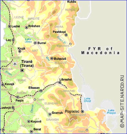 mapa de Albania em ingles