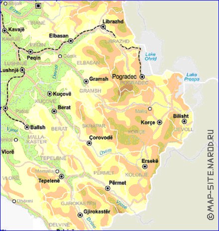 mapa de Albania em ingles