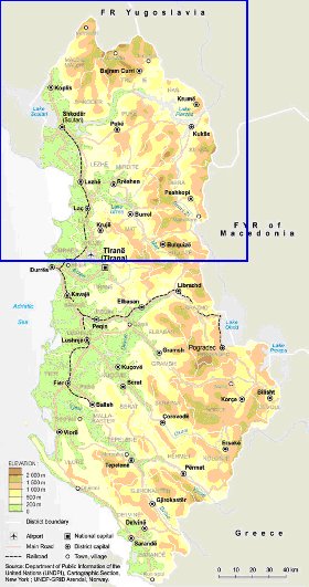 mapa de Albania em ingles