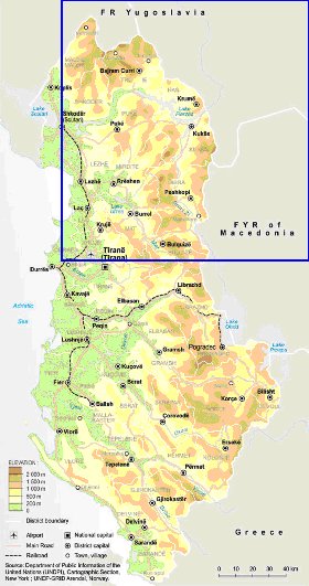 carte de Albanie en anglais