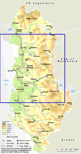 mapa de Albania em ingles