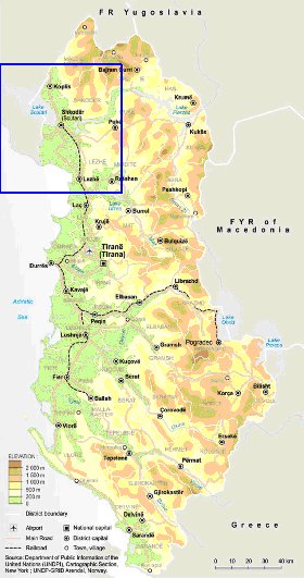 mapa de Albania em ingles