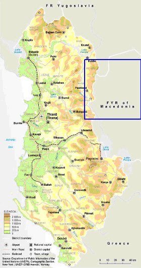 carte de Albanie en anglais