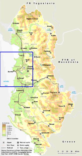 mapa de Albania em ingles