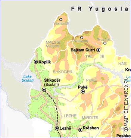 mapa de Albania em ingles