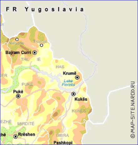 mapa de Albania em ingles