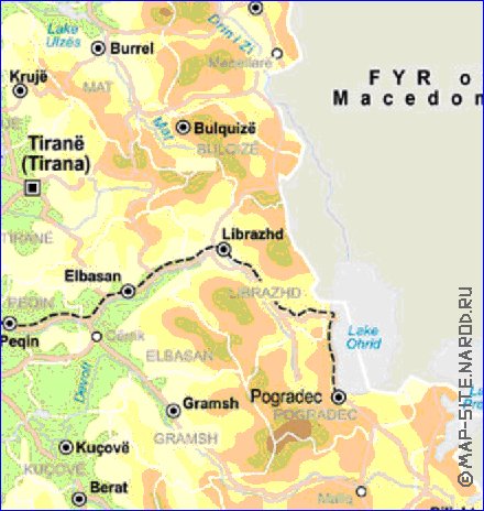 mapa de Albania em ingles