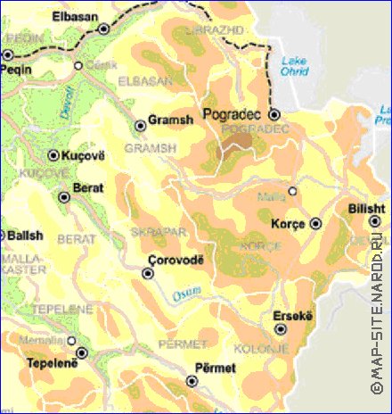 carte de Albanie en anglais