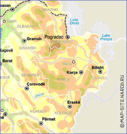 mapa de Albania em ingles