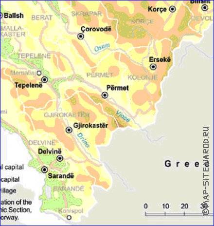 mapa de Albania em ingles