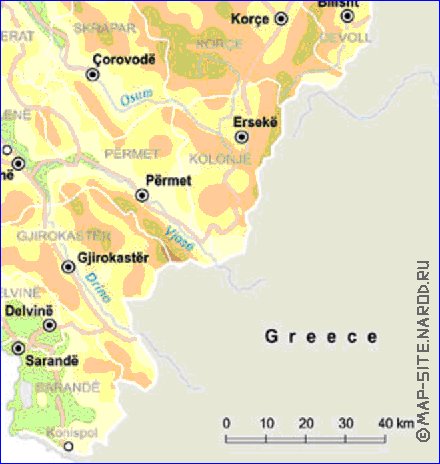 mapa de Albania em ingles