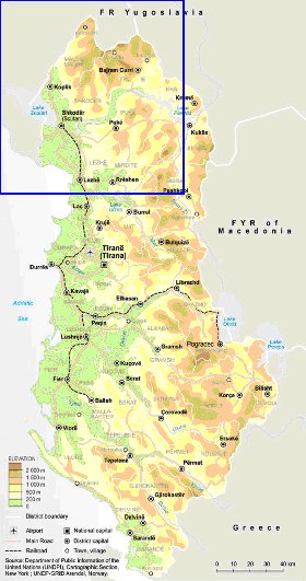 mapa de Albania em ingles