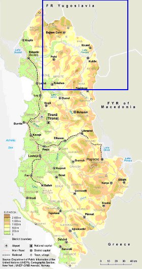 mapa de Albania em ingles