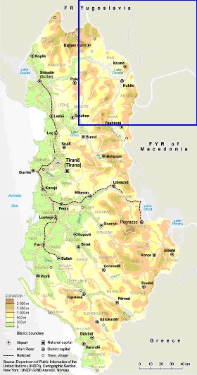 carte de Albanie en anglais