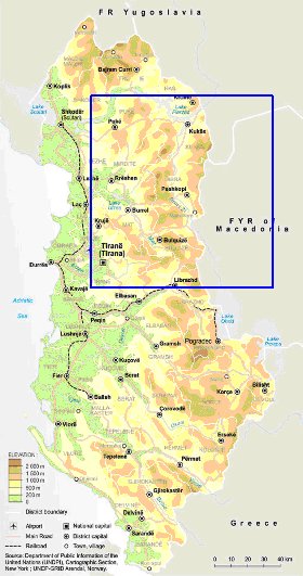 mapa de Albania em ingles