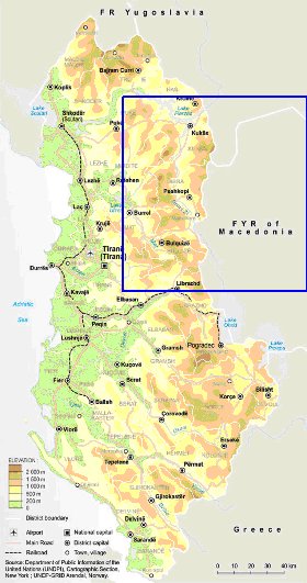 mapa de Albania em ingles