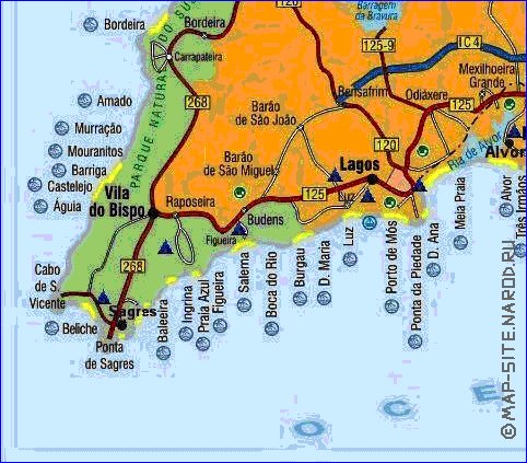 mapa de Algarve