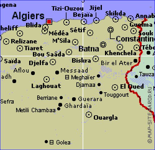 mapa de Argelia em ingles