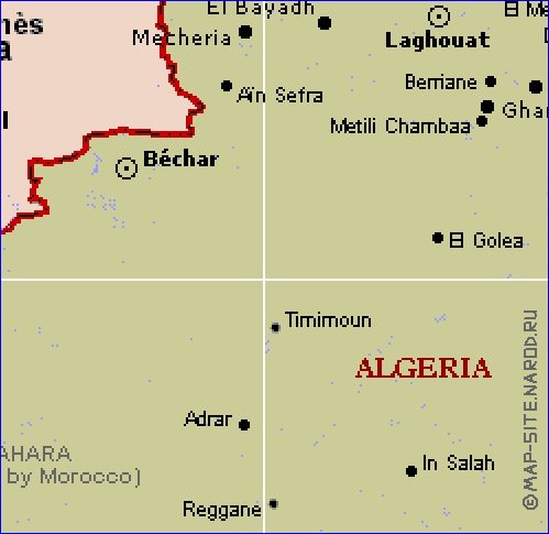 mapa de Argelia em ingles