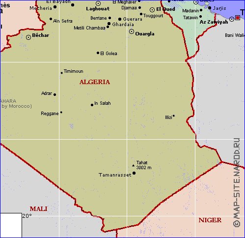 mapa de Argelia em ingles