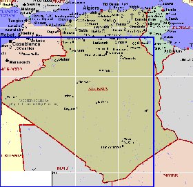 mapa de Argelia em ingles