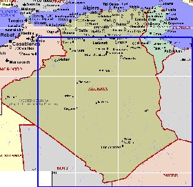 mapa de Argelia em ingles