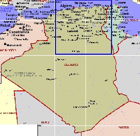 mapa de Argelia em ingles