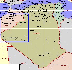 mapa de Argelia em ingles