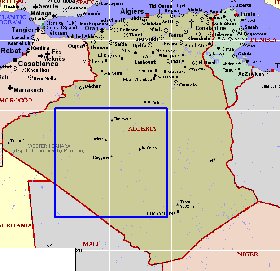 mapa de Argelia em ingles