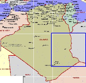 mapa de Argelia em ingles