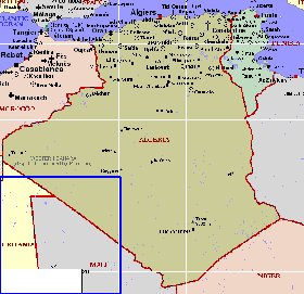 mapa de Argelia em ingles