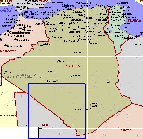 mapa de Argelia em ingles