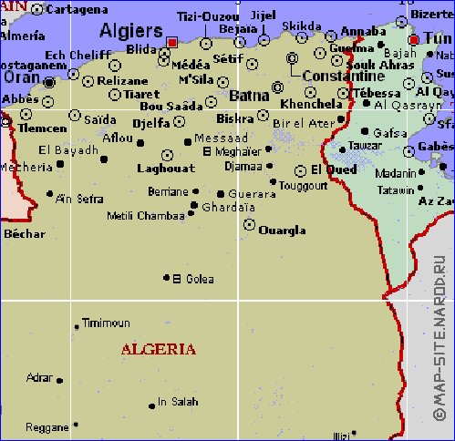 mapa de Argelia em ingles