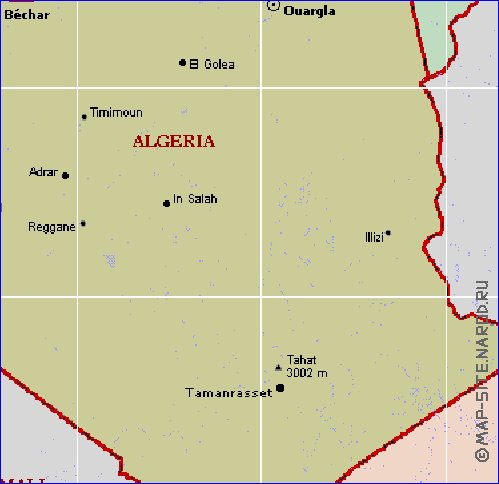 mapa de Argelia em ingles