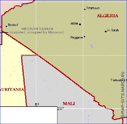 mapa de Argelia em ingles