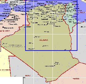 mapa de Argelia em ingles