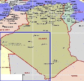 mapa de Argelia em ingles