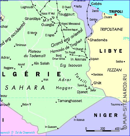 mapa de Argelia em frances