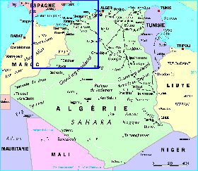 mapa de Argelia em frances