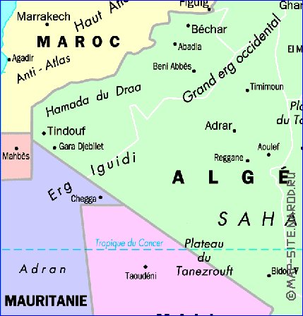 mapa de Argelia em frances