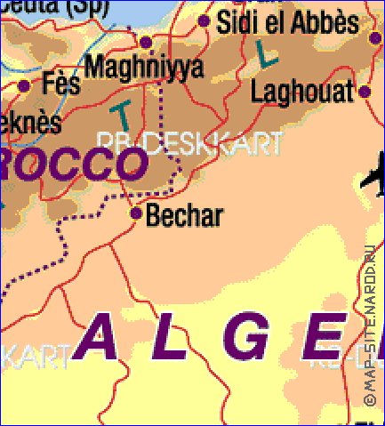 mapa de Argelia em alemao
