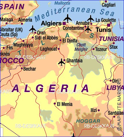 mapa de Argelia em alemao