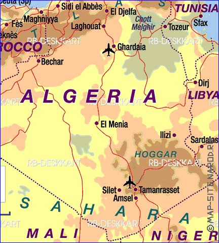 mapa de Argelia em alemao