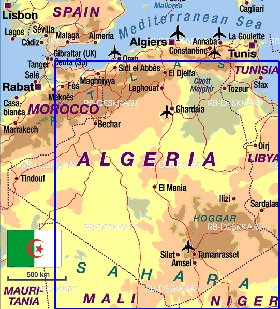 mapa de Argelia em alemao