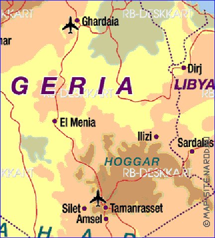 mapa de Argelia em alemao