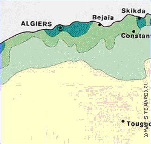 carte de de la densite de population Algerie en anglais