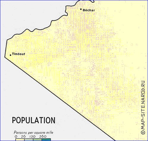 mapa de de densidade populacional Argelia em ingles