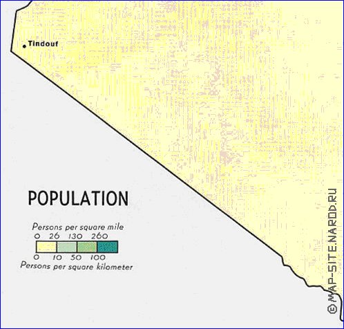 mapa de de densidade populacional Argelia em ingles