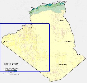 mapa de de densidade populacional Argelia em ingles