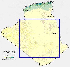 mapa de de densidade populacional Argelia em ingles